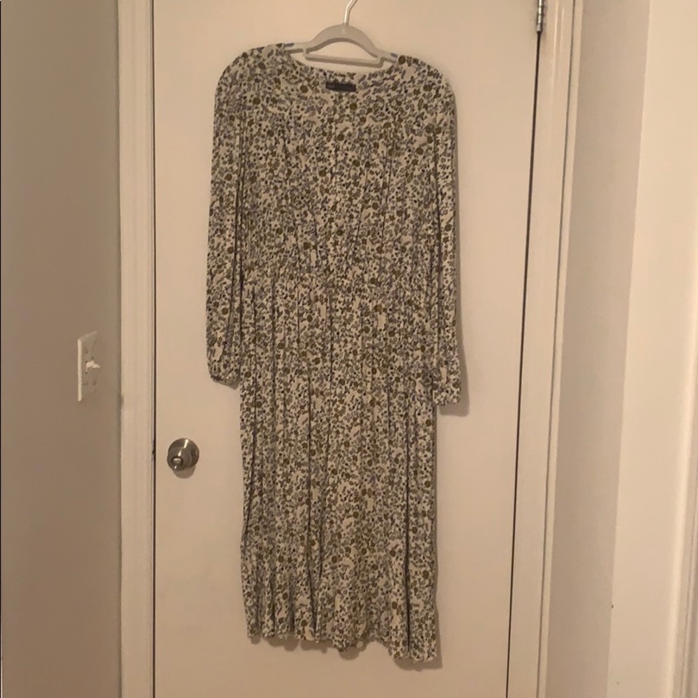 Print dress, long sleeve, button up